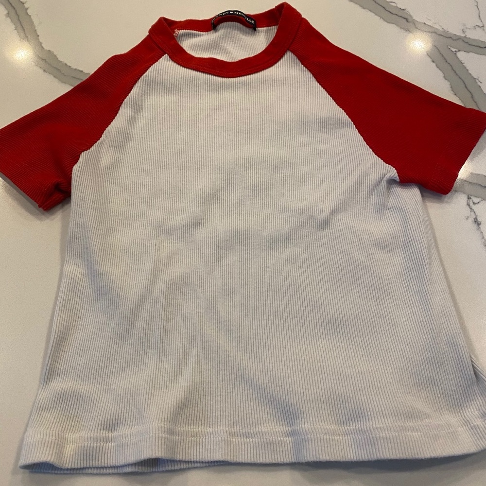 Brandy Melville cropped baseball t-shirt.